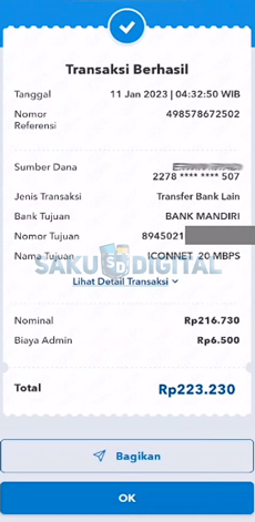 9. Cara Bayar Iconnet Lewat BRImo Berhasil